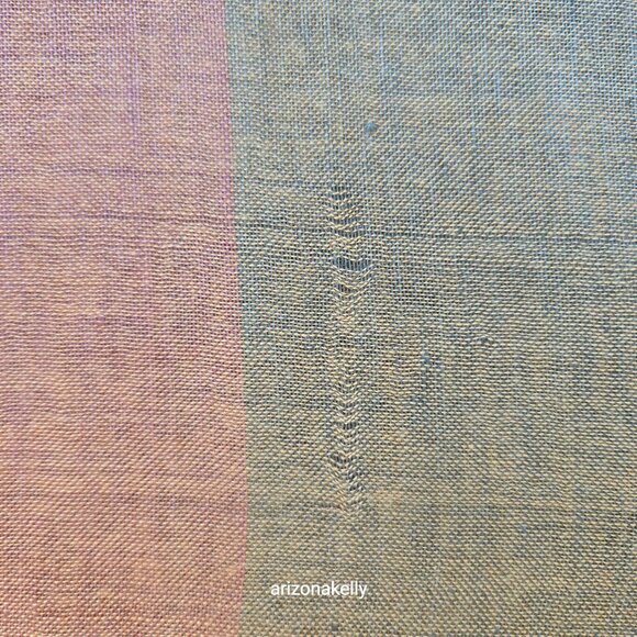 Mila Schon Linen Scarf Yellow Green Brown Earth Tones - Picture 10 of 14